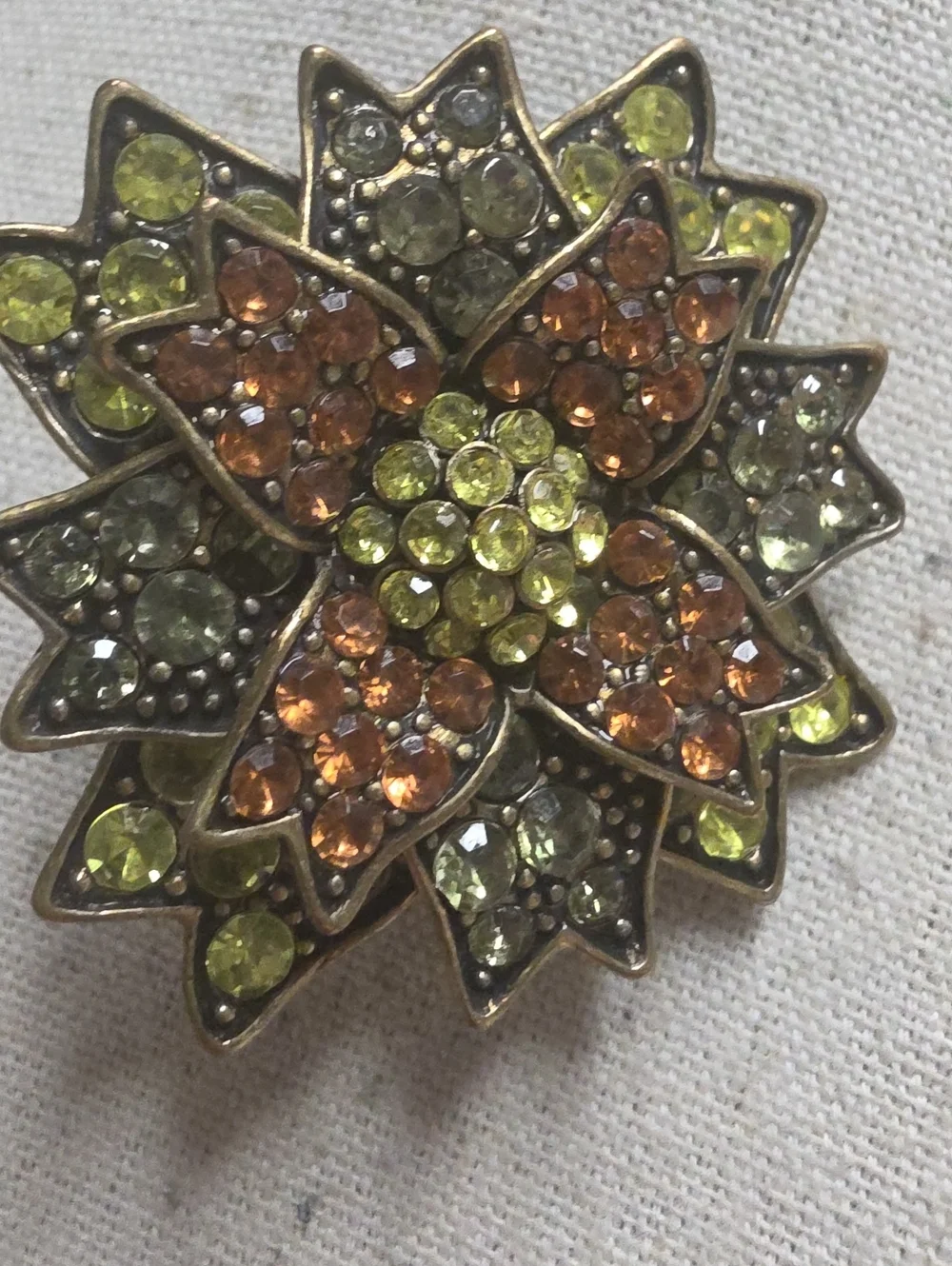 Vintage  Floral  Rhinestone Statement Brooch